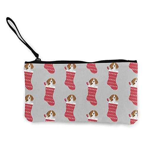 Flyup Beagle Stocking Fabric Cute Beagles Dog Multifunctional Portable Canvas Coin Purse Phone Pouch Cosmetic Bag,Zippered Wristlets Bag Monedero