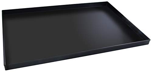 FMprofessional - Bandeja para pizza (60 x 40 cm, rectangular, ideal para pizza, resistente al calor hasta 400 °C, bandeja rectangular con sellado esmaltado), color negro