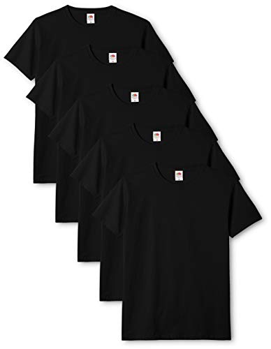 Fruit of the Loom Mens Original 5 Pack T-Shirt Camiseta, Negro (Black), Medium (Pack de 5) para Hombre