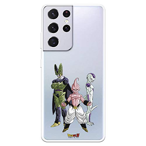 Funda para Samsung Galaxy S21 Ultra Oficial de Dragon Ball Villanos Siluetas para Proteger tu móvil. Carcasa para Samsung de Silicona Flexible con Licencia Oficial de Dragon Ball.