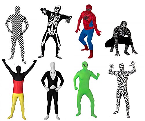 Funsuits Original FUNSUIT - Disfraz de Segunda Piel (Pegado al Cuerpo) Esqueleto Niños Carnaval Halloween - Talla S / M / L / XL / XXL [S] - Varios diseños