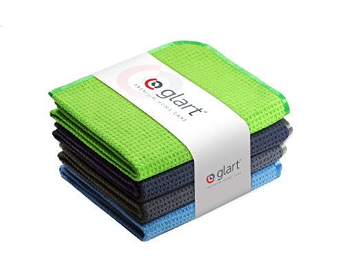 Glart - Pack de 4 paños de cocina de microfibra absorbentes para secar cristal, menaje de cocina, vajilla y para el baño, 70 x 50 cm, Rojo