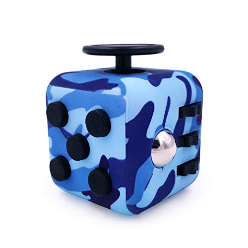 GreenBee Cubo antiestres, Fidget Cubes, Fidget Toys, Juguetes Antiestres con 6 módulos relajantes. (Azul Camuflaje)