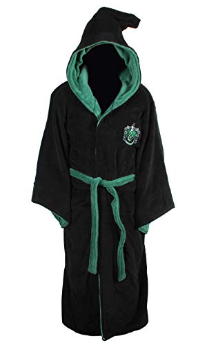 Groovy Slytherin Harry Potter - Albornoz con capucha, poliéster, color negro, talla única