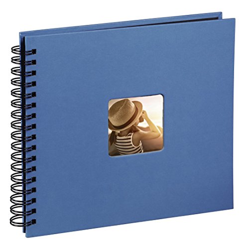 Hama Fine Art - Álbum de fotos, 50 páginas negras (25 hojas), álbum con espiral, 28 x 24 cm, con compartimento para insertar foto, azul celeste