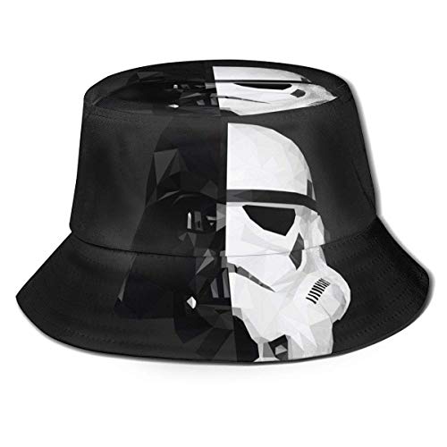 Hdadwy Darth Vader Stormtrooper Star War Sombrero de Pescador Unisex Verano Protección UV Sombreros de Cubo de Viaje Gorra de Playa Plegable para Hombres Mujeres Negro