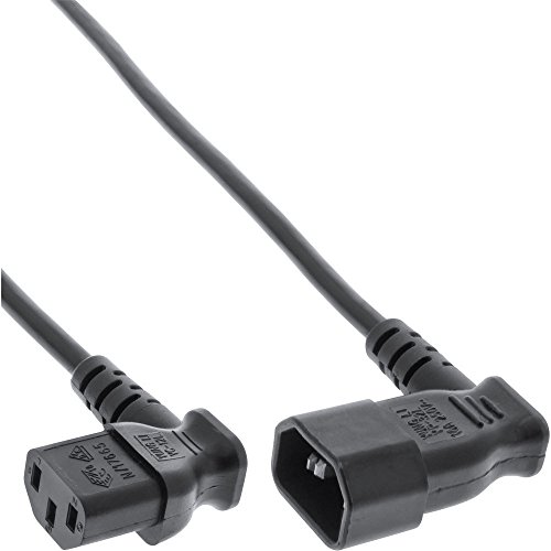 InLine - Cable de alimentación en frío (C13 a C14, ángulo de 90º), Color Negro Negro Negro 1.8 m