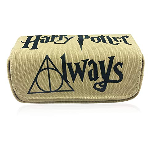 JPYH Harry Potter Estuche para Lápices, Portátil de Gran Capacidad, Caja de Almacenamiento de Papelería de Lona con 2 Neceser con Cremallera