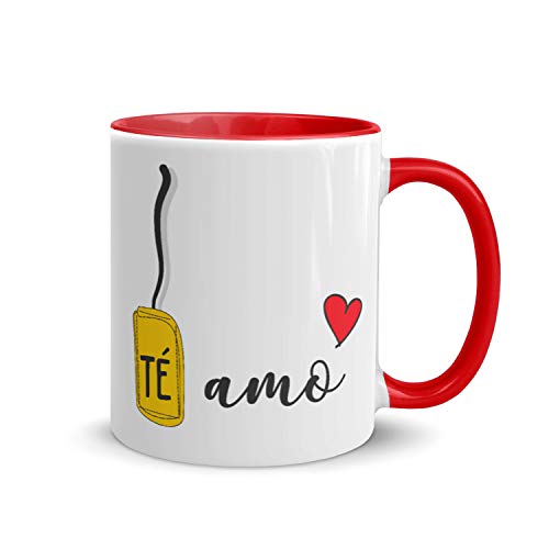 Kembilove Tazas de Desayuno para Parejas – Taza de Café Rojas con Mensaje Te Amo – Regalos Originales para Regalar en San Valentín, Cumpleaños – Tazas de 350 ml