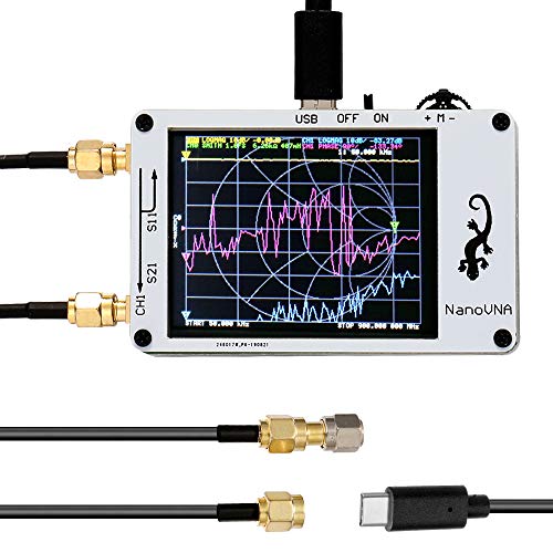 KKmoon Analizador de red portátil Nano VNA Mini Network 50 KHz-900 MHz Pantalla LCD Digital de 2,8 pulgadas Pantalla MF HF VHF Analizador de antena UHF Herramienta de medida de onda estacionaria