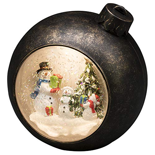 Konstsmide LED Snow Globe Snowman Scene, relleno de agua para uso en interiores (IP20) / Funciona con pilas: 3 x AA 1,5 V (excl.) / Linterna de Navidad 1 diodos blanco cálido, plástico/cobre, marrón