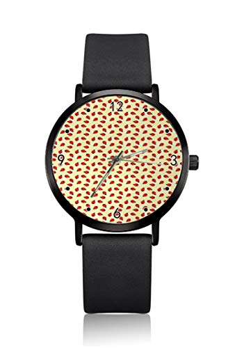 Ladybug Whirlpool Background - Reloj de pulsera para mujer, ultra fino, extremadamente simple, analógico, ultra delgado, movimiento de cuarzo japonés