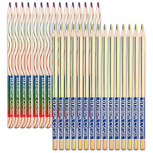 Lápices Multicolores de Madera Lápiz de color Magic Pen arte de lápices de colores de arco Lápices de colores de madera multicolor para boceto colorear dibujo pintura artística 30 piezas