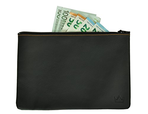 Lederprinz® | La bolsa de banco Negro | genuina de cuero cartera de señora | Made in Germany | napa