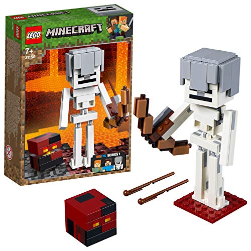 LEGO Minecraft BigFig Minecraft: Esqueleto con Cubo de Magma - Juguete de construcción y aventuras basado en personajes del videojuego (21150)