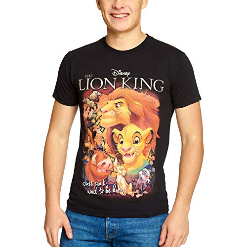 Lion King Disney Camiseta para Hombre Cartel de la película Elbenwald Algodón Negro - XL