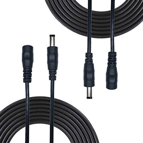 Liwinting 2 Piezas 1m Cable de Extensión 2.1mm x 5.5mm Plug DC Macho a Hembra Conector para Adaptador de Corriente, LED, Cámara CCTV Potencia, Coche, Monitores y Más, Flexible - Negro