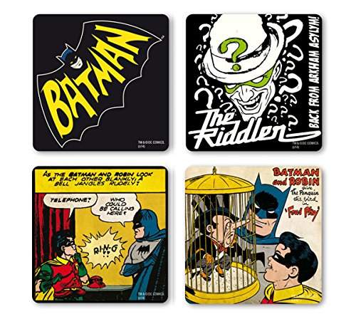 Logoshirt DC Comics - Batman Juego de Posavasos de Nevera - Juego de 4 Coaster - Multicolor - Diseño Original con Licencia