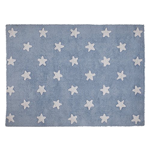 Lorena Canals – Alfombra para bebé (lavable azul estrellas/blanco)