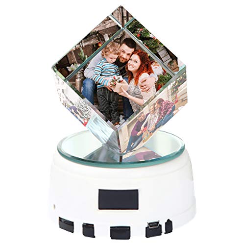 Luz de foto personalizada Luz de música Bluetooth personalizada Cubo de cristal 3D Marco de fotos luminoso LED Navidad para mamá(Cubo de rubik)