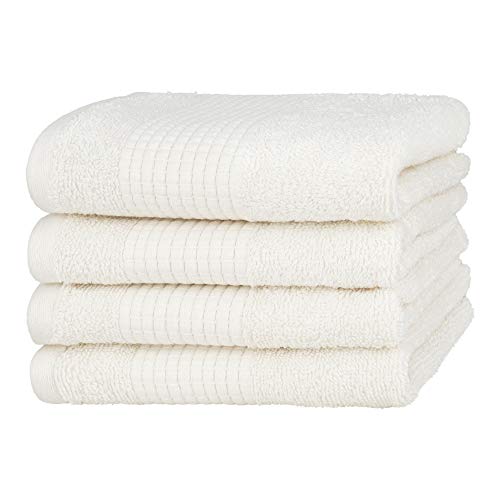 Merana Juego de toallas | absorbentes, suaves y sin pelusas | Toallas de mano de rizo de calidad de algodón orgánico pesado 590 GSM (Coconut, 4 toallas de invitados (30 x 50 cm)