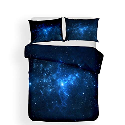 MIUNNG Funda Nórdica Hermosa 3D Galaxia Nebulosa Espacio Orbita Planeta Ropa de Cama y Funda de Almohada Señoras Brillante Galaxia Cielo Estrellado Decoracion (Galaxia 02,180×220cm-Cama105cm)
