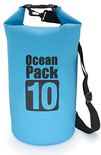 MyGadget Bolsa Estanca 10L - Bolsa Impermeable - Dry Bag Protección Waterproof Mochila para Viajes y Deportes cómo Kayak, Surf - Azul Brillante