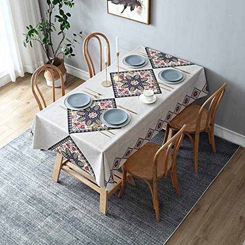 Paño de mesa rectangular de PVC de U/A impermeable y limpia con un paño de mesa lavable de tela aplicable a: sala de estar, comedor, hotel (135 x 180) gris