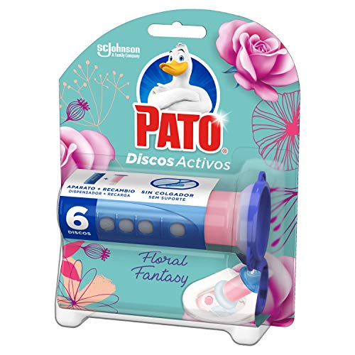 PATO Discos Activos WC Floral Fantasy, Limpia y Desinfecta, Contiene 1 Aplicador + 1 Recambio
