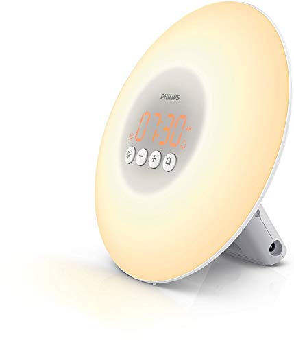 Philips Eveil Lumière Avec Réglages d'Intensité Lumineuse/Alarme HF3500/01 Despertador mediante, lámpara LED y 10 intensidades de luz, Blanco