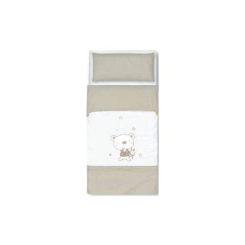 Pirulos 34013010 - Saco nórdico, diseño osito star, algodón, 72 x 142 cm, color blanco y lino