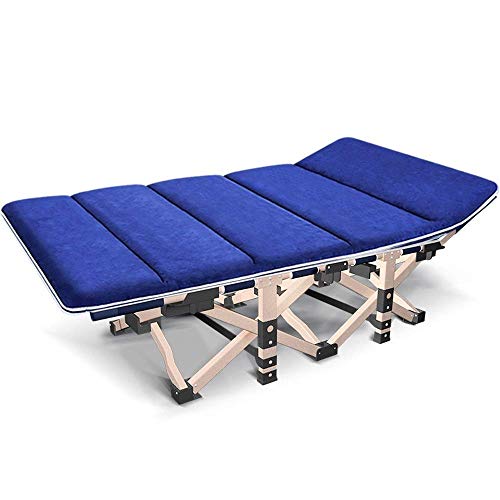 PIVFEDQX Cama Plegable para Acampar Al Aire Libre Cama para Siesta De Oficina Almuerzo Hogar Reclinable Portátil para El Ocio Base De Cama Estable Y Fuerte (Color: Azul)
