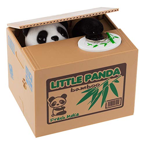 PowerKing Moneda de Robo de Monedas Panda Box - Piggy Bank - Panda Bear - Hablando en inglés - Gran Regalo para Cualquier niño (Panda) (Panda Box)