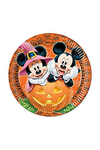 PROCOS 82353 Mickey Mouse - Platos de papel para Halloween, color naranja y negro
