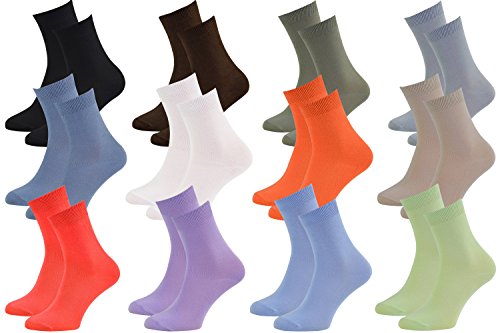 Rainbow Socks - Hombre Mujer Calcetines Colores de Bambu - 12 Pares - Negro Blanco Marrón Gris Azul Verde Rosa Púrpura Azul Marino Naranja Rojo Beige - Talla 44-46
