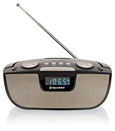 Roadstar RU-275 - Radio Despertador (Radio FM, USB, SD, AUX, función de Carga, Conector para Auriculares, Dos alarmas, Memoria para 20 emisoras, sintonizador de Radio), Color Negro