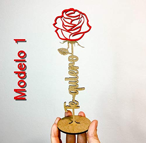 Rosa madera y metacrilato personalizable, Rosa sant Valentín, Sant Jordi, La Bella y la Bestia, Decoración Bodas y celebraciones
