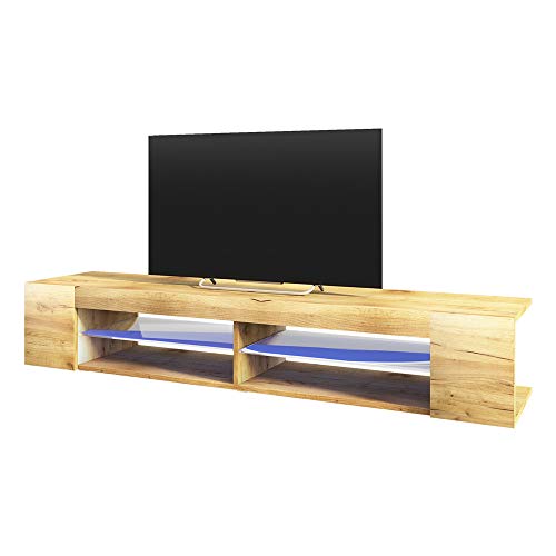 Selsey Mitchell - Mueble TV con LED/Mesa para TV/Mueble para Salón Comedor/Estilo Nórdico (180 cm, Roble Dorado)