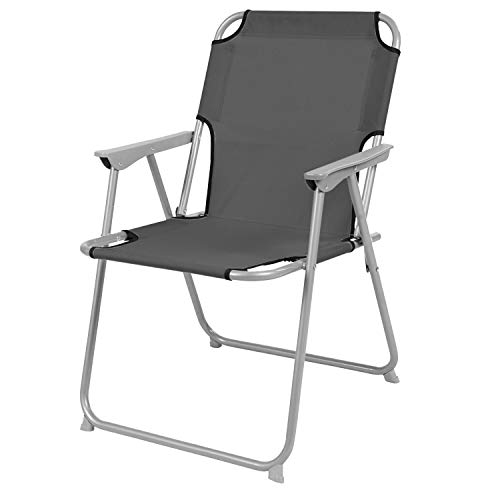 Silla plegable de camping de tela Oxfort, antracita, silla de pesca plegable, silla de director de metal, 53 x 46 x 74 cm