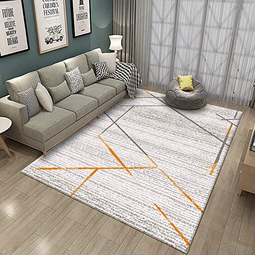 Simmia Home Alfombra De Salón Diseño Moderna Línea Naranja Gris Blanco 160 * 200 cm Rugs para Salón habitación Dormitorio Antideslizante Interior al Aire Libre