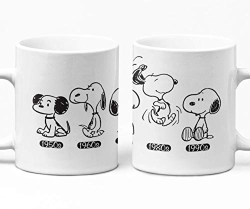Snoopy Evolution “The Story 1950-1990” - Taza con diseño Snoopy - Colección 2018 - para Desayuno, té, café, Chocolate
