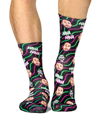 Super Socks Calcetines personalizados de The Joker Batman Face Socks | Calcetines personalizados para fotos | Polialgodón suave personalizado novedad regalos para mujeres y hombres – Añade tu foto