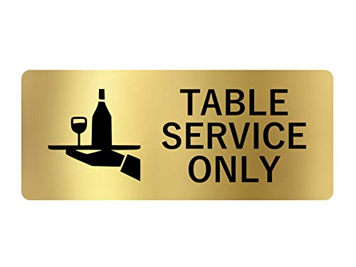 Table Service Only, adhesivo, carteles, pegatinas tamaño pequeño - negro y blanco/plata/oro (oro)