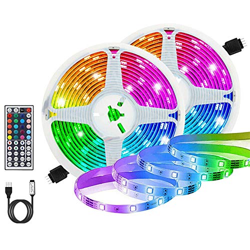 Tiras LED RGB 6m, AUELEK USB Tiras LED 360 LEDs 5050 Tira LED Exterior con 20 Colores/ 6 Modos/Impermeable IP65/ Control Remoto para TV, Techo, Jardín, Casa, Bar, Fiesta, Navidad, Bodas (2x3M)