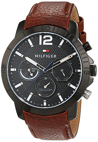 Tommy Hilfiger 1791269 - Reloj análogico de cuarzo con correa de cuero para hombre, color marrón/negro