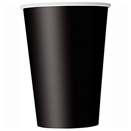 Unique Party- Paquete de 14 vasos de papel, Color negro, 266 ml (32046)