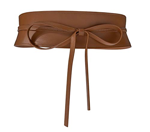Viannchi Cinturón de mujer Fajín cinturón ancho en Ecopiel color Marrón ajustables talla única presentación caja transparente