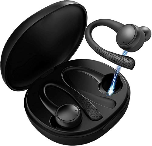 Vimc FB-T7pro Auriculares inalámbricos Bluetooth Deportivos 5.0, IPX5 Impermeable, Sonido Estéreo con Microfono Incorporado Caja de Carga,Negro