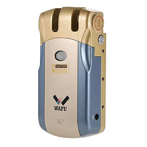 WAFU HF-018W Cerradura Invisible, Cerradura Inteligente WiFi, Cerradura Control Remoto con 2 Controles Remotos, Soporta Desbloqueo de Aplicaciones iOS/Android, Azul + Oro