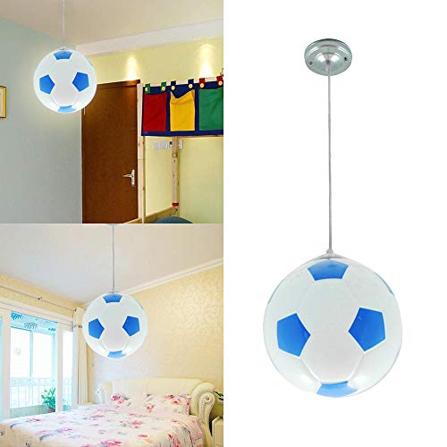 Wankd Lámpara de techo para habitación infantil, diseño de fútbol, moderna lámpara LED para niños, protección para los ojos, E27, salón, dormitorio, guardería, luz decorativa (azul)